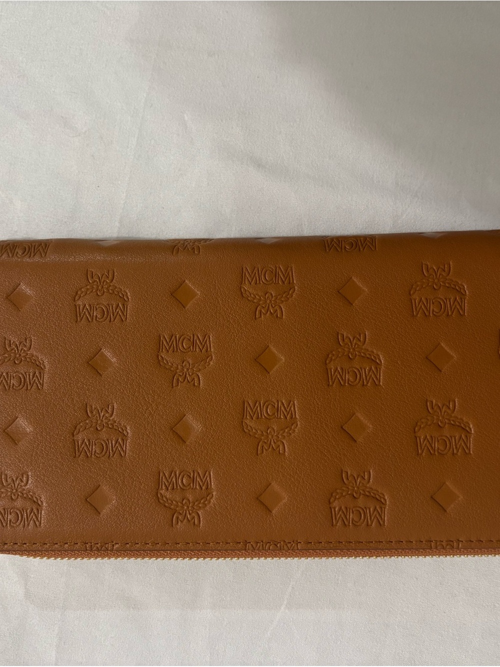MCM Cognac Visetos Embossed Leather Tote with Wallet - Picture 10 of 12